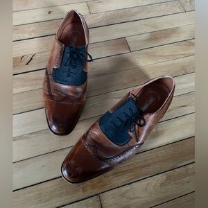 Stacy Adams flash two tone wingtip dress shoes in brown
